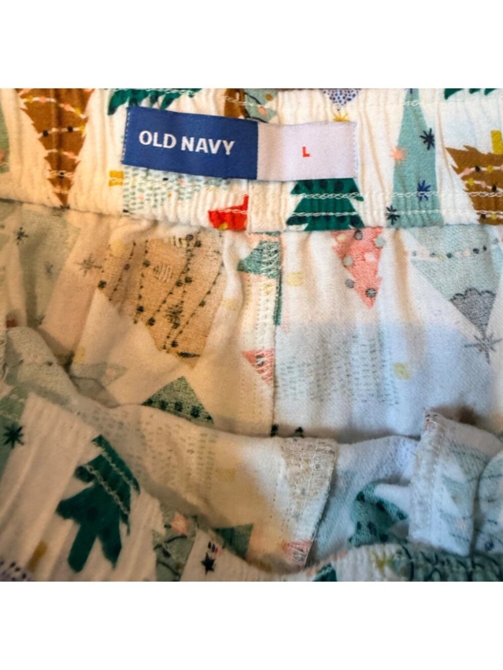 Old Navy Christmas Tree Pajama Pants Festive Holiday Lounge Wear Size L 100% Cot - Picture 2 of 8